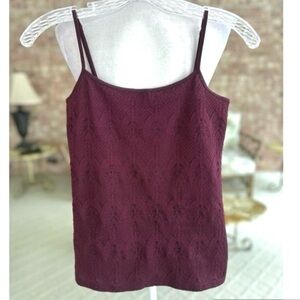 Ann Taylor Factory Top Camisole Lace Plum Purple Floral Pattern XS